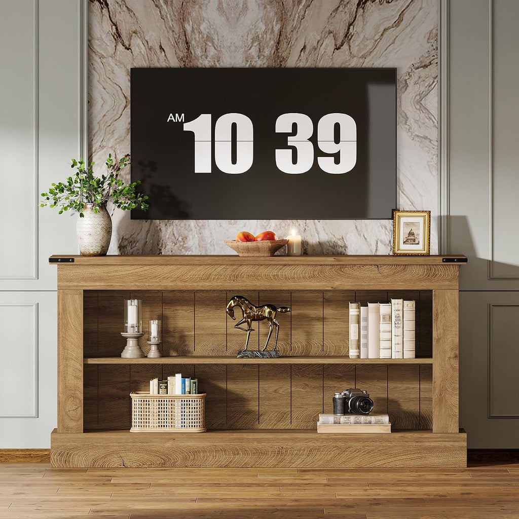 Tribesigns Farmhouse TV Stand for 70-Inch TV, 63' Entertainment Center with Storage, Modern Media Console Table for Living Room, Bedroom (Natural)