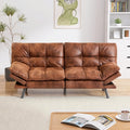 71' Convertible Futon Sofa,Faux Leather Futon Couch Bed,Sleeper Sofa Bed,Memory Foam Modern Folding Small Loveseat for Living Room,Office,Apartment,Classic Brown