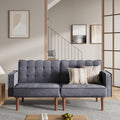 Furnify 71' Velvet Futon Sofa Bed, Versatile Loveseat Couch, Sleeper Sofa with Adjustable Backrest, Mid Century Modern Futon Couch for Small Space, Living Room, Office & Apartment, Velvet Fabric Grey