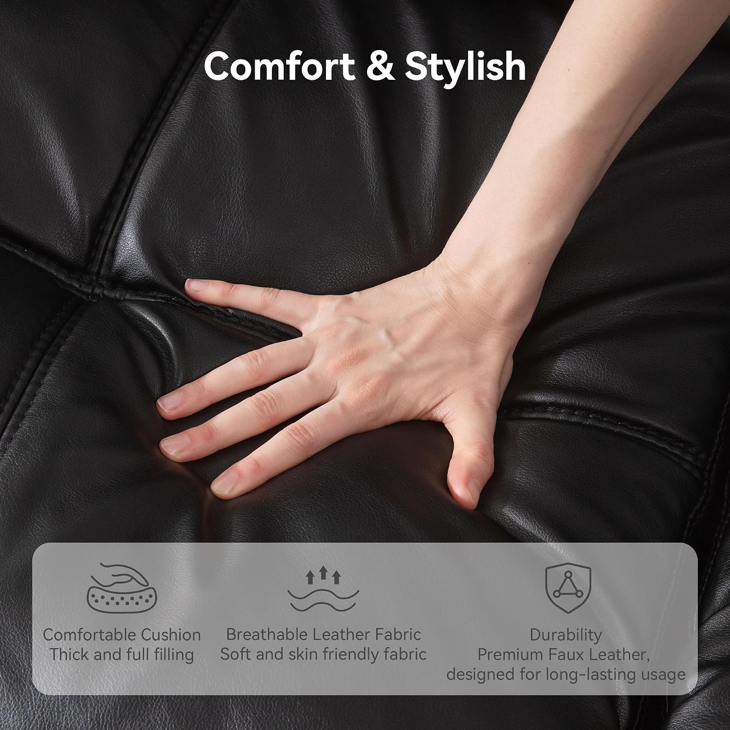 Convertible Futon Sofa Bed,71' Modern Premium Faux Leather Futon Couch with Adjustable Backrest&Armrest,Small Loveseat Sleeper Sofa,Dorm Futonsofa for Apartment,Living Room,Black