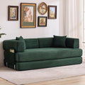 Garvee 5-in-1 Convertible Sofa Bed, 78.8' Modular Corduroy Sleeper with Sturdy Frame & No Assembly, Multi-Functional Futon for Small Space, Living Room & Guest Room (Green) (Dark Green)