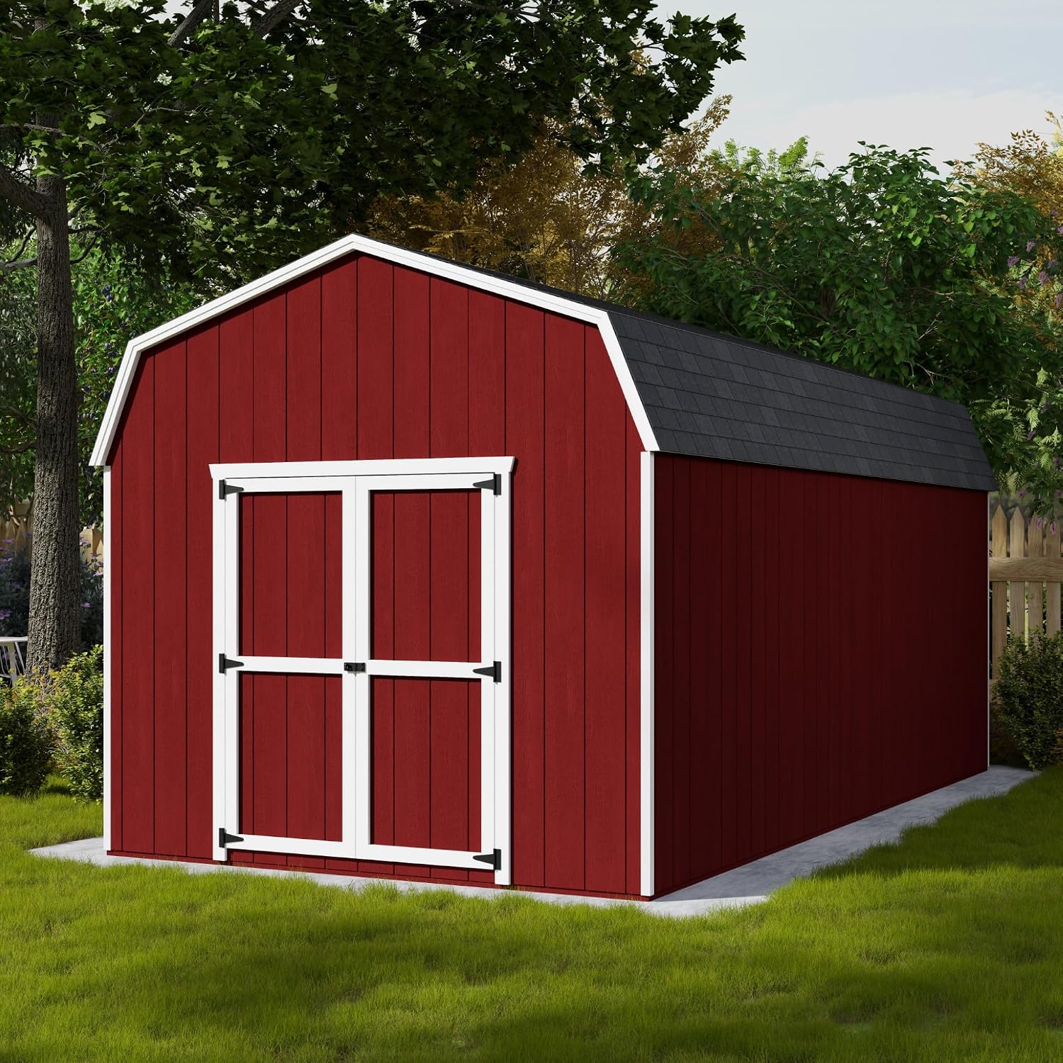Little Cottage Co. 10x20 Value Gambrel Barn with 6 ft. Sidewalls with Floor, Outdoor Wood Storage Shed Do-It-Yourself Precut Kit
