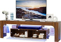 Garvee Modern Lighting TV Stand with Large Storage Drawer for 50 55 60 65 70 75 Inch TVs, TV Console Table with Control Color LED Lights, Entertainment Center Media for Living Room, Bedroom, Walnut