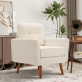 Tbfit Linen Fabric Single Sofa, Accent Chair, Mid Century Modern Armchair for Living Room, Bedroom Button Tufted Upholstered Comfy Reading Sofas, Beige