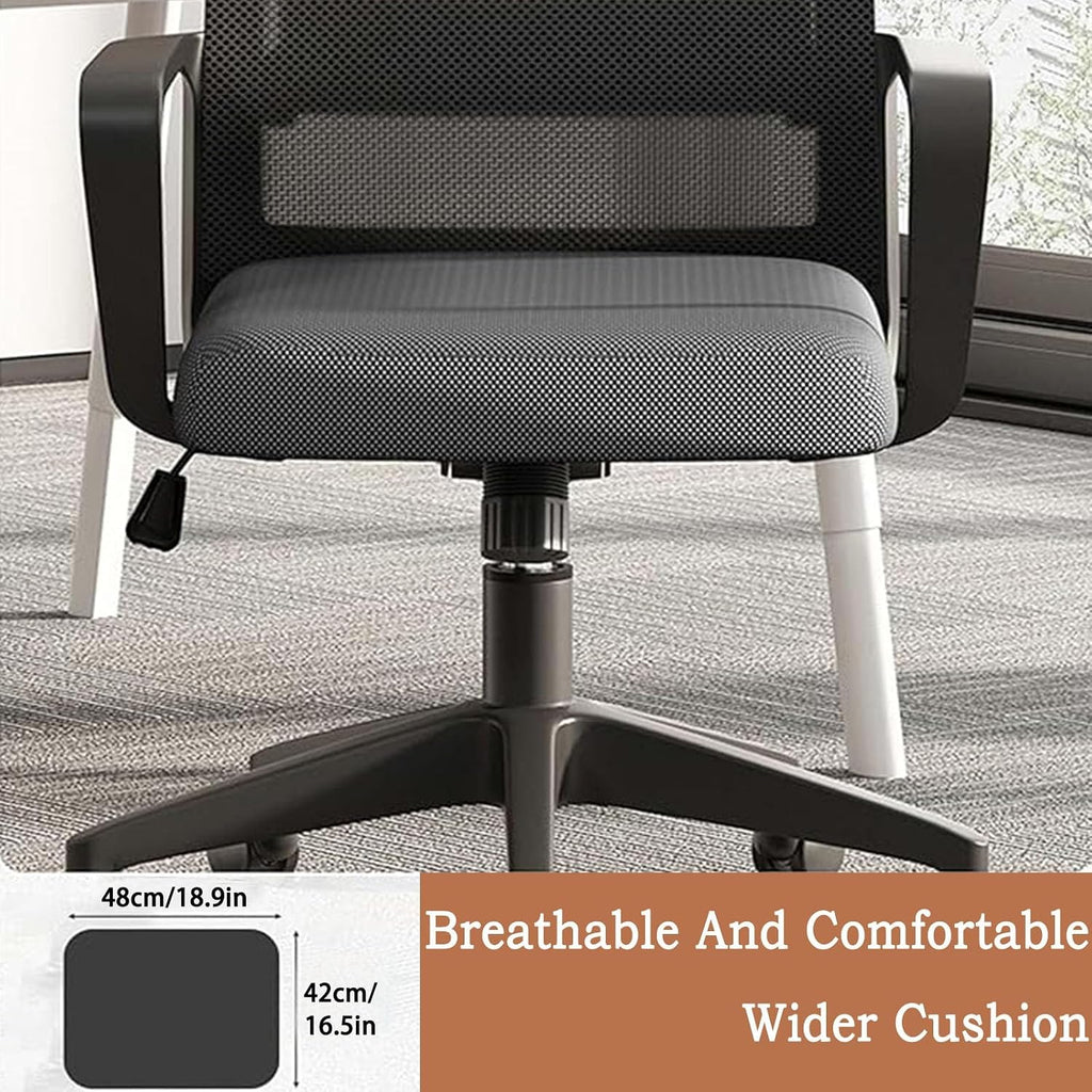 Ergonomic Desk Chair, Desk Chair Comfy Set Of 2,Mid-Back Mesh Computer Chair, Lumbar Support Comfortable Executive,Adjustable Rolling Swivel Task Chair With Armrests For Home Office And Gaming