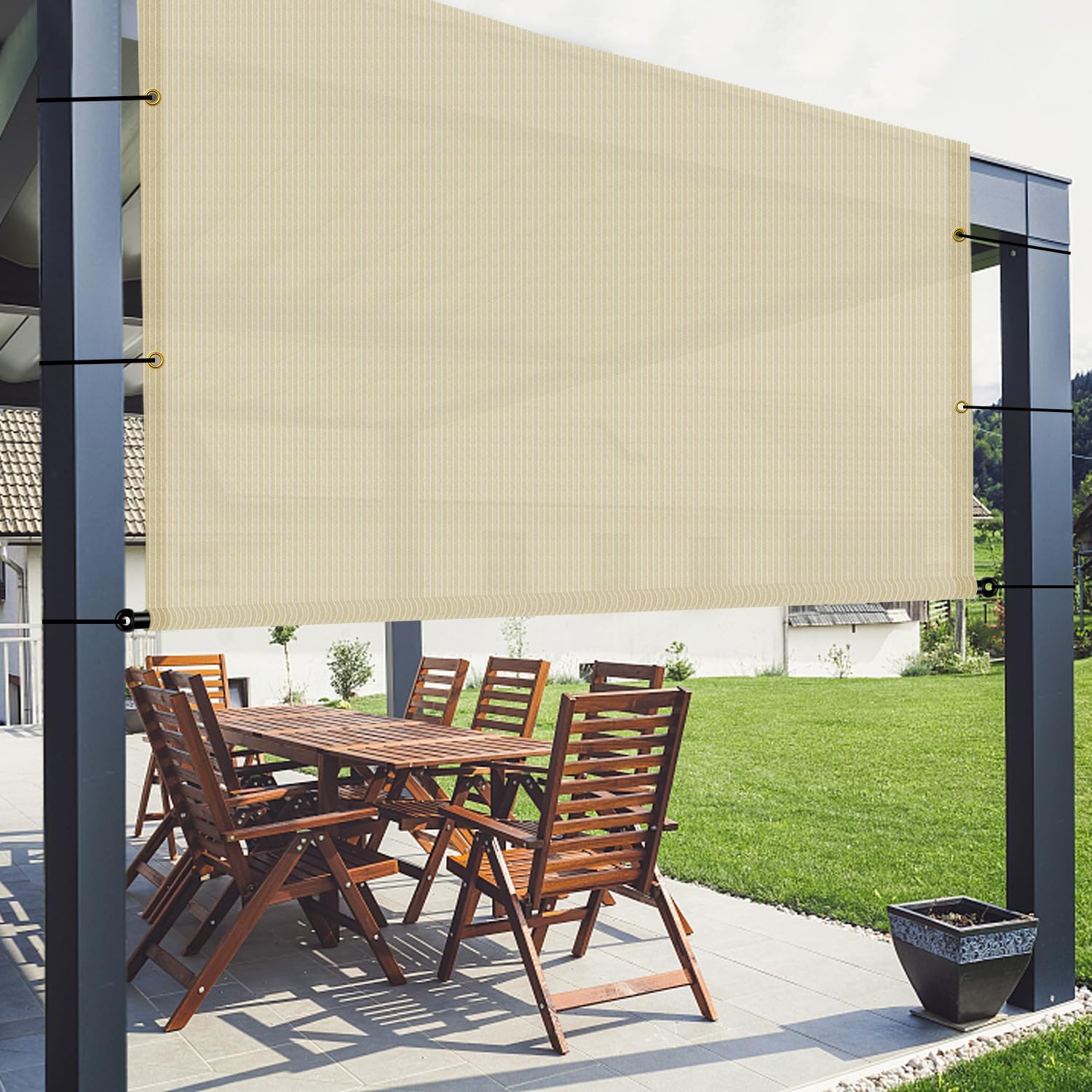 11' x 4' Pergola Shade Cover Replacement Canopy with Weighted Rods & Grommets UV Block Sun Shade Cloth for Outdoor Patio Deck Porch Backyard Gazebo, Beige, Customized Size