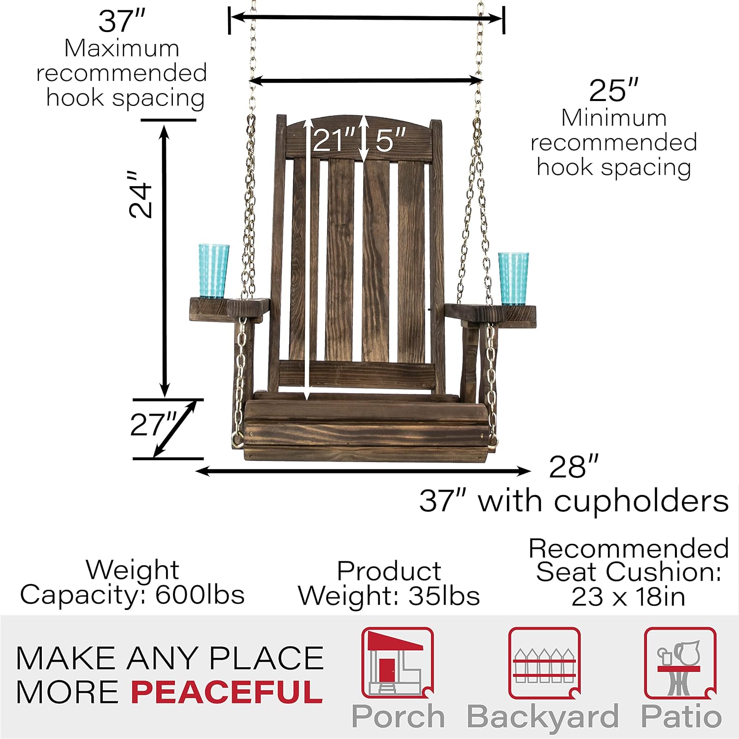 Amish Casual Heavy Duty Mission Pressure Treated Swing Chair (Dark Walnut Stain)