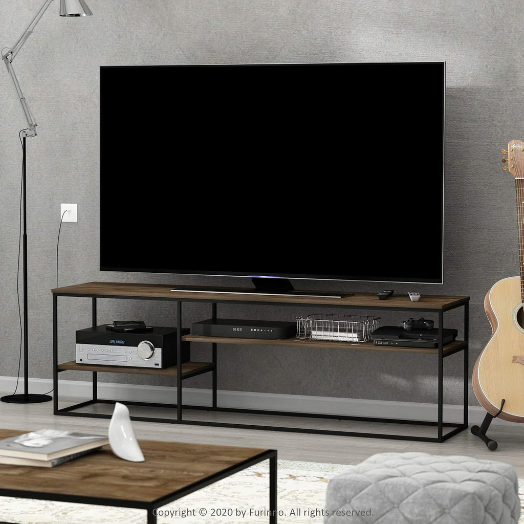 Furinno Moretti Modern Lifestyle TV Stand, Entertainment Center for TV up to 78 Inch, for Living Room, Bedroom, Brown Walnut