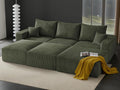 Gericco 113' Modular Sectional Couch, Cloud Boneless Sofa with Deep Seats, Upholstered Corduroy Sofa Bed with Loung Chaise, 3-Seater Couches for Living Room, No Assembly Required, Green