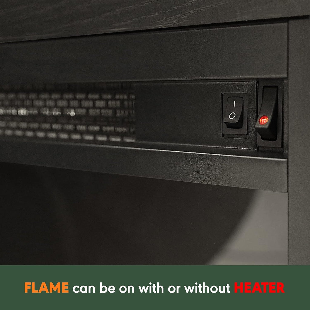 Furinno Jensen Corner Fireplace TV Stand with 4 Open Compartments for TV up to 55 Inches, Americano