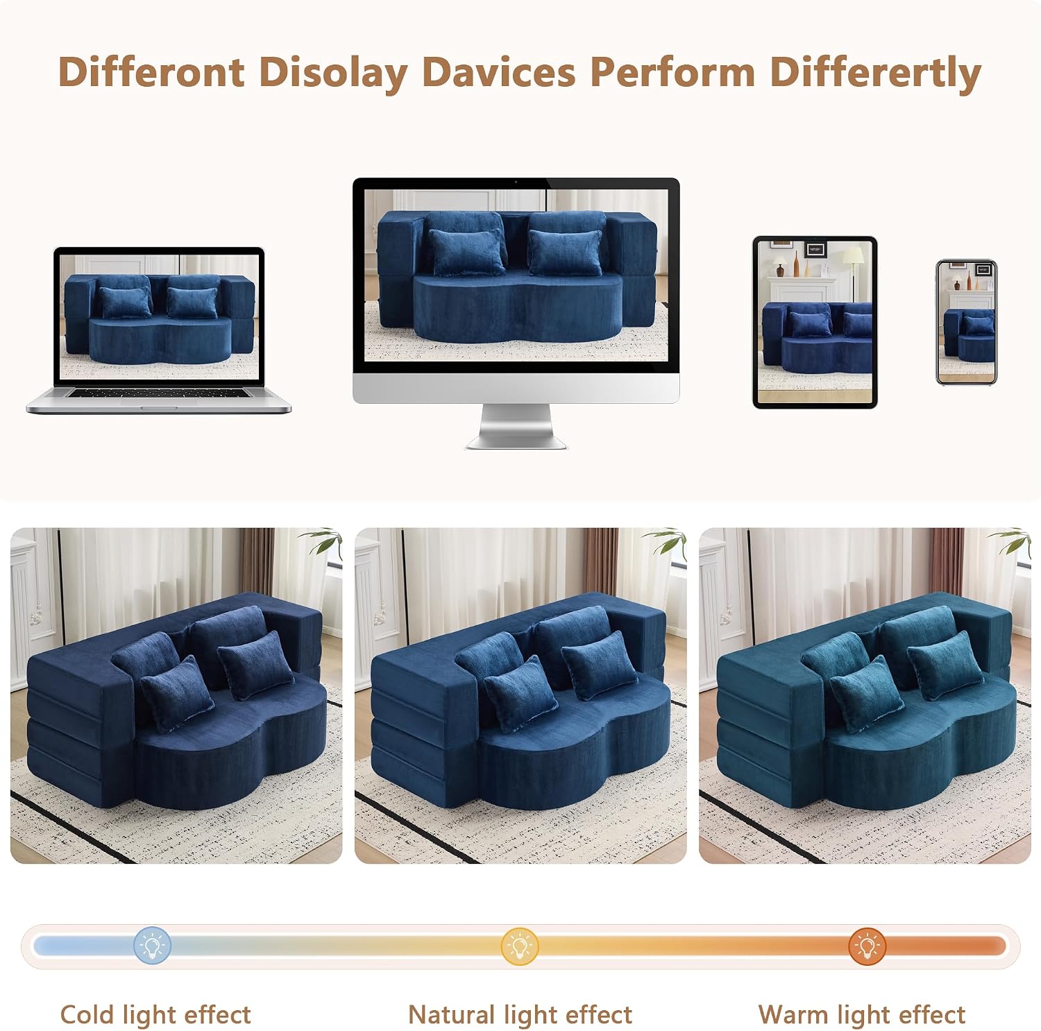 2-in-1 Folding Sofa Bed with Pillow, No Assembly Futon Twin Size Sofa Bed, Breathable Velvet Convertible Couch Bed for Living Room and Guest Room, 78.7 Inch, Blue