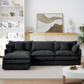Eafurn Oversized Reversible Modular Sectional Sofa with Movable Ottoman, 4 Seater Convertible L Shaped Corner Couch Modern Chenille Sofa Set w/Double Layers Seat Cushions for Living Room Apartment
