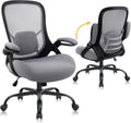 HYLONE 400lbs Heavy Duty Office Chair, 5' Thickened Seat Ergonomic Desk Chair with Adjustable Armrests, Home Office Computer Chairs for Long Hours Mesh Executive Chair(Dark Grey)