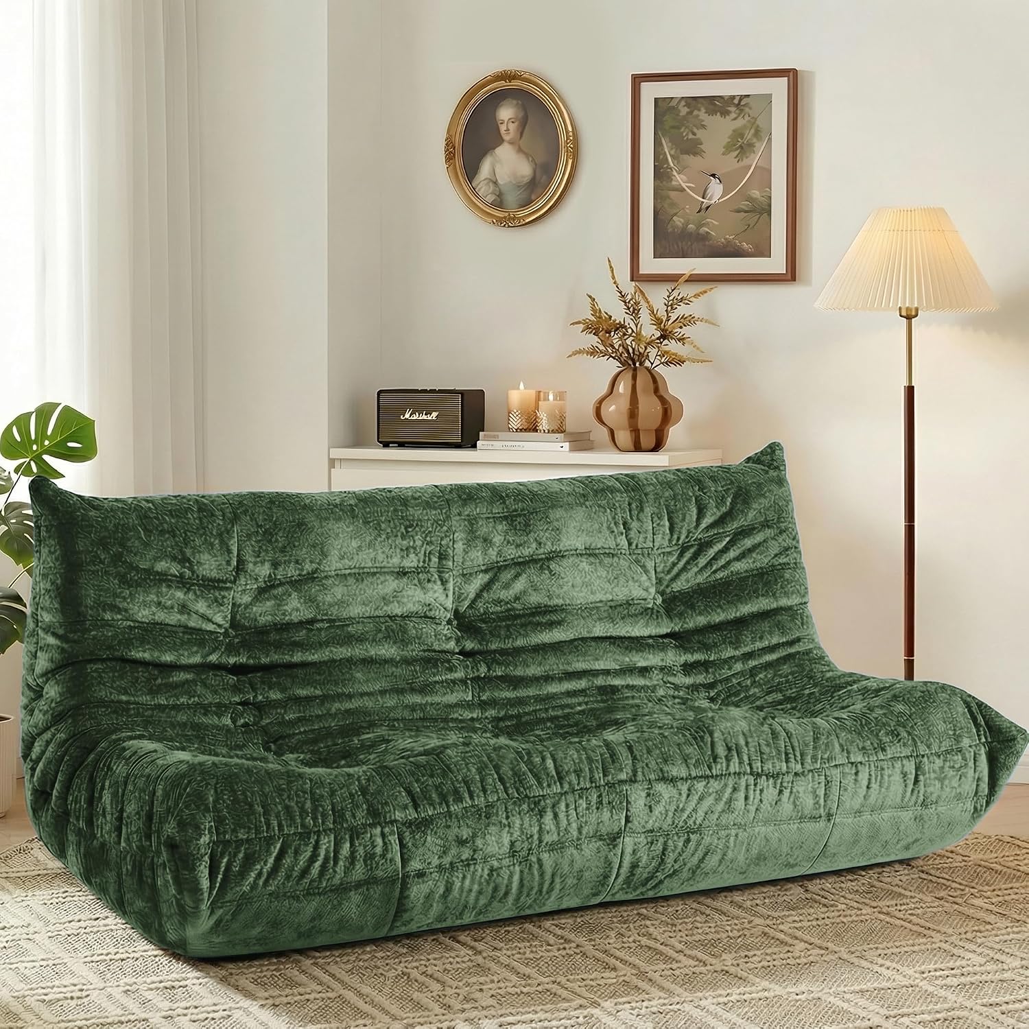 HABUTWAY Bean Bag Chair, Giant Bean Bag Chairs for Adults, 3 Seater Fireside Chair, Lazy Large Floor Bean Bag Sofa for Living Room, Bedroom, Dorm, Office (Green)