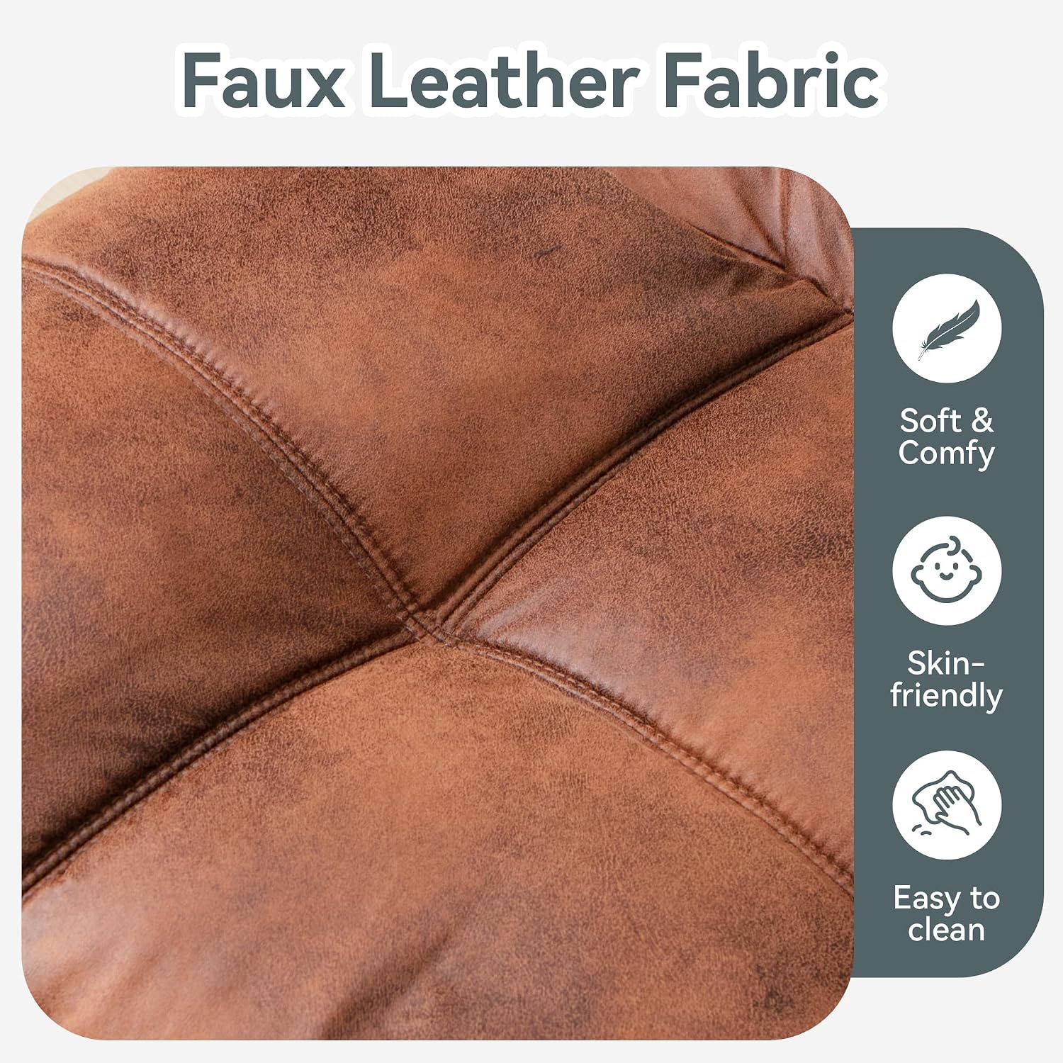 Vyfipt Convertible Futon Sofa Bed, Brown Faux Leather Futon Couch with Adjustable Backrest & Armrests, Folding Small Recliner Sleeper Sofa Bed for Living Room, Apartment, Office