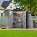 8X6 FT Outdoor Storage Shed, Metal Garden Shed, Storage Tool Sheds with Lockable Doors, Waterproof Outside Storage Building for Backyard, Patio (Black; Floor Not Included)