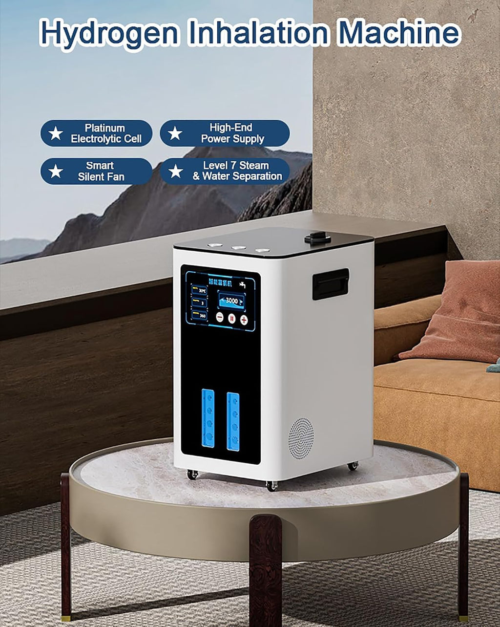 2025 Upgraded Technology Hydrogen Inhalation Machine, 3000ml/Min HO-Separated H2 Generator 3-Outlet Browns Gas Inhaler for Home Therapy