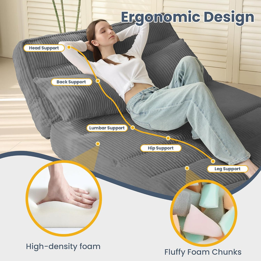 Convertible Folding Sofa Bed with Fixed Frame,Boneless Couch Loveseat Sleeper with 5-Position Adjustable Backrest & Thickened Cushion,Futon Couch with 2 Pillows for Bedroom,Small Spaces