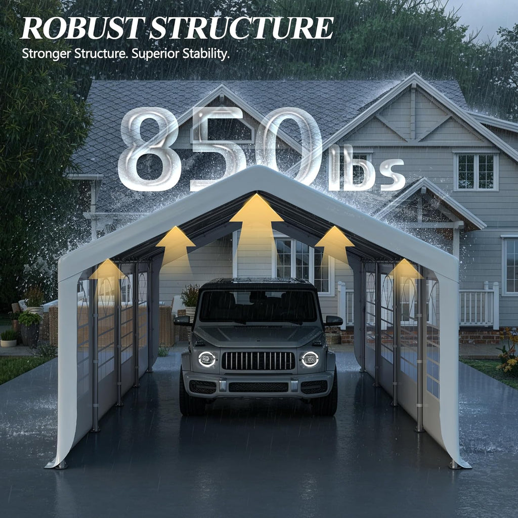 GARTOO 13' x 26' Canopy Party Tent & Carport - Heavy Duty Outdoor Wedding Gazebo with 4 Sand Bags, Event Shelter Canopy for Outdoor Event, Wedding, Birthday Party