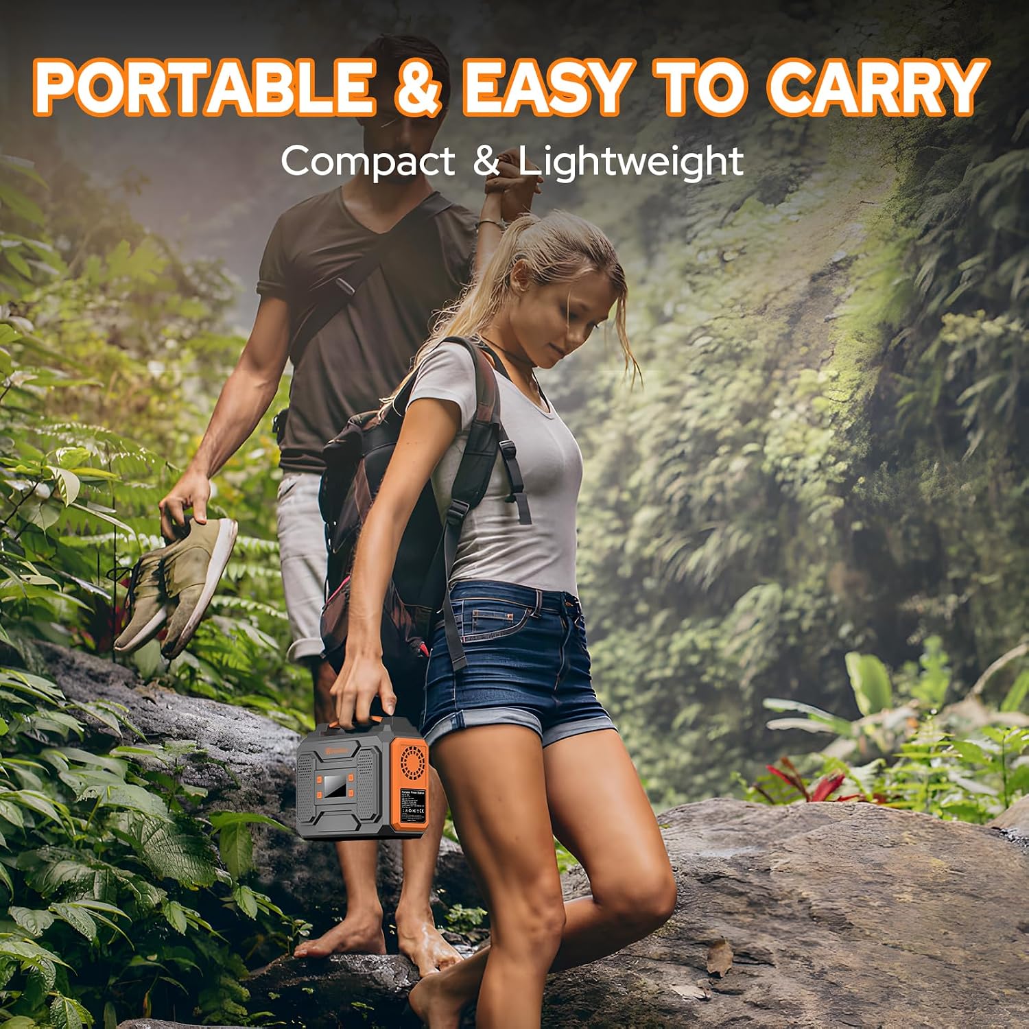 Portable Power Station with Solar Panel 40W, 300W Solar Generator with Panels, Portable 110V AC Outlet Camping Solar Power Bank Generators Battery Pack for Laptop Device Home RV Outdoor Power Outage