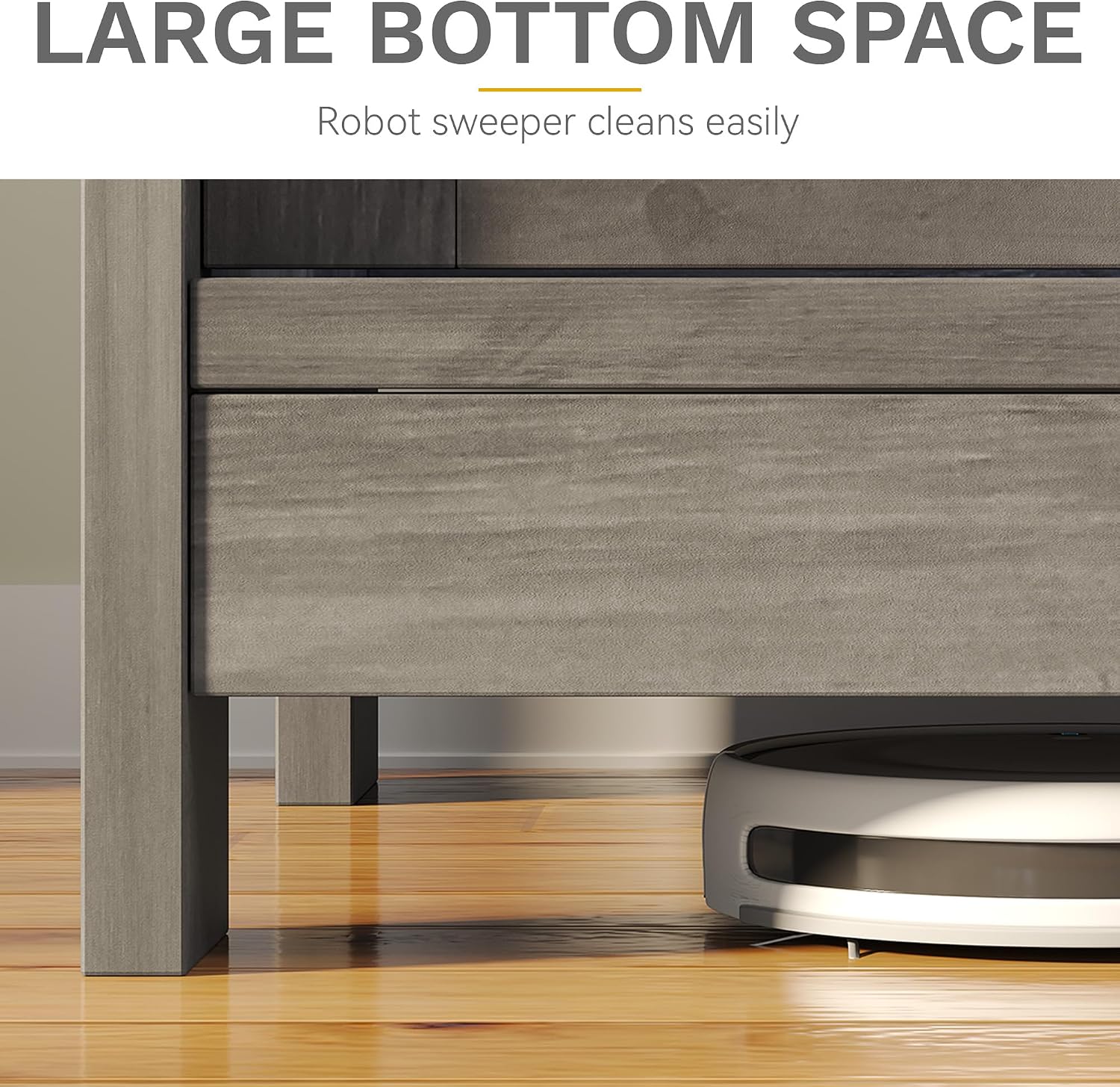 DWVO Farmhouse TV Stand with Power Outlets & LED Lights, Entertainment Center for TVs up to 80', TV Console with Storage Cabinets & Open Shelves for Living Room (Washed Grey)