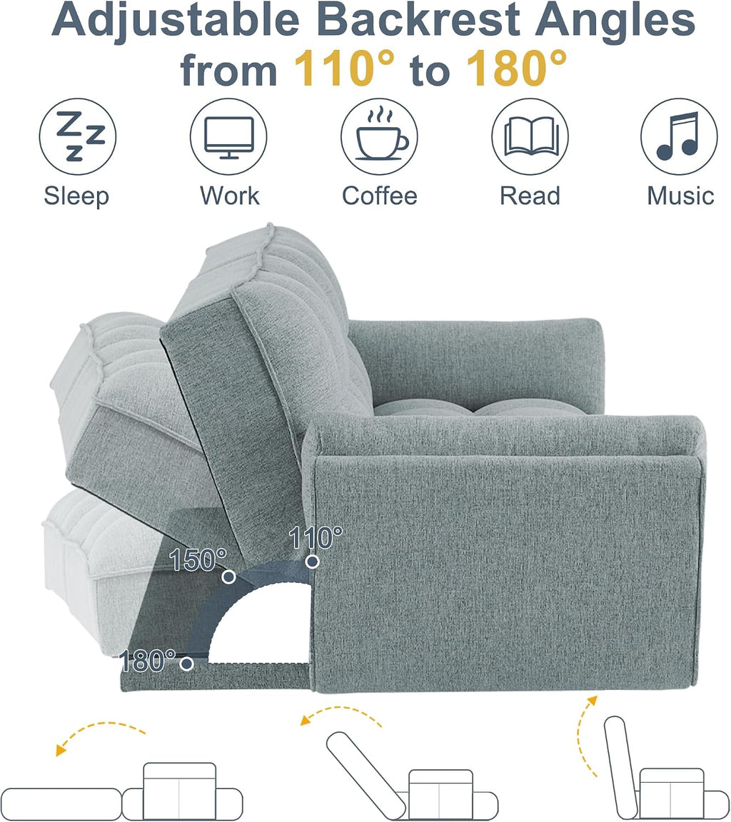Convertible futon Sofa Bed, Sleeper Sofa Bed with Adjustable backrest, Small Space Small Sofa, Living Room, Bedroom (Light Gray)