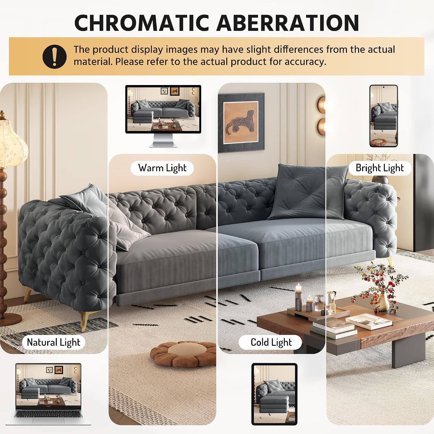 97.7' King Pull Out Sofa Bed, Velvet Chesterfield Sleeper Sofa Couch, 3 in 1 Convertible Tufted Futon Couches with Ottoman for Living Room, Small Space, Apartment, Office, Bedroom, Dark Gray