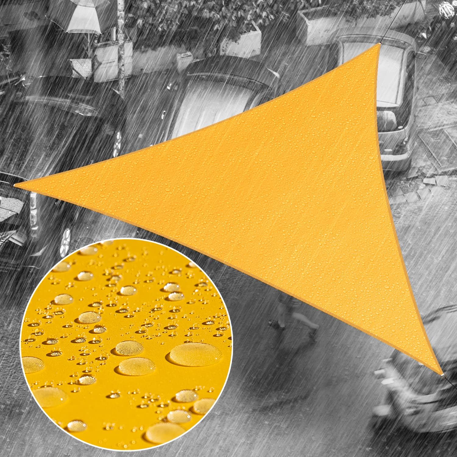 Royal Shade 14' x 20' x 24.4' Yellow Triangle Waterproof Sun Shade Sail Order to Make Canopy Awning, UPF50+ 95% UV Blockage Water Resistant, Outdoor Backyard Patio Garden (We Customize)