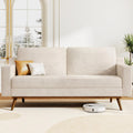 65.4' Loveseat Sofa,Comfy Cream White Corduroy Love Seat Couches for Living Room,Mid Century Modern Small Couch for Bedroom Office with Spring Cushion,Solid Wood Frame,Tool-Free Assembly