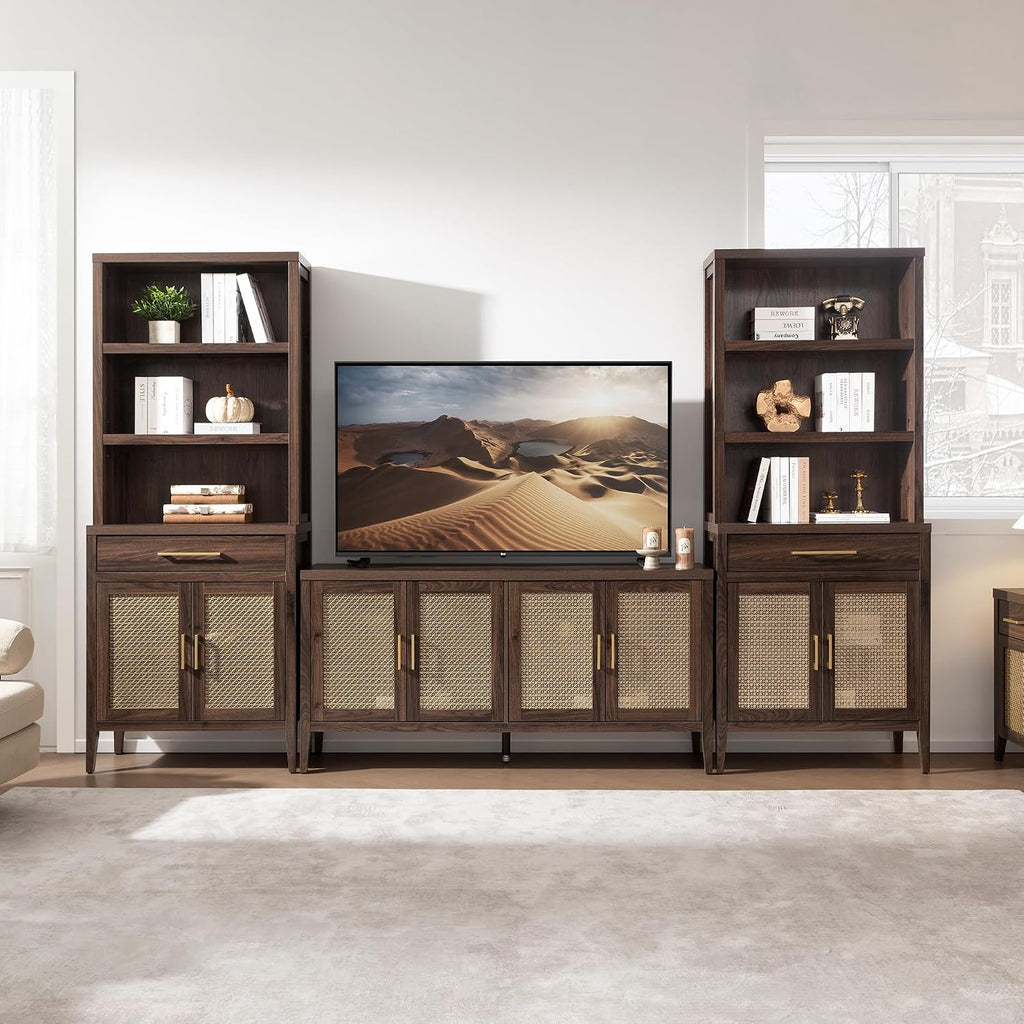 SICOTAS TV Stands for Living Room-Entertainment Center with Storage for Bedroom-Mid Century Modern Television Stands with 4 Doors 59' Media Console TV Cabinet Credenza for 45 50 55 60 65 Inch TVs