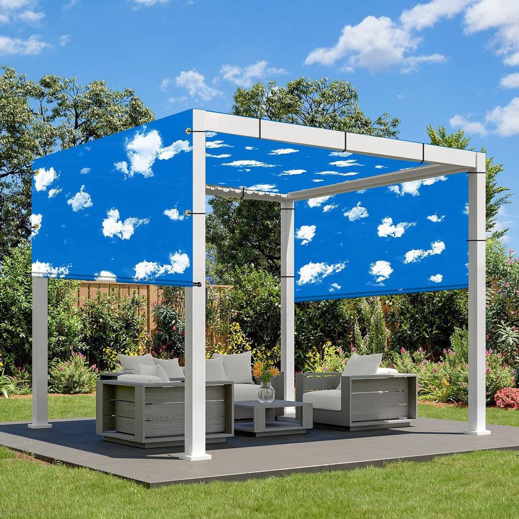 SunnyRoyal Pergola Shade Canopy Cover Waterproof 8' x 4' Replacement Shade Cloth Sail Panelfor Pergola Canopy Outdoor Privacy Patio Porch with Grommets Weighted Rods (Blue Sky)