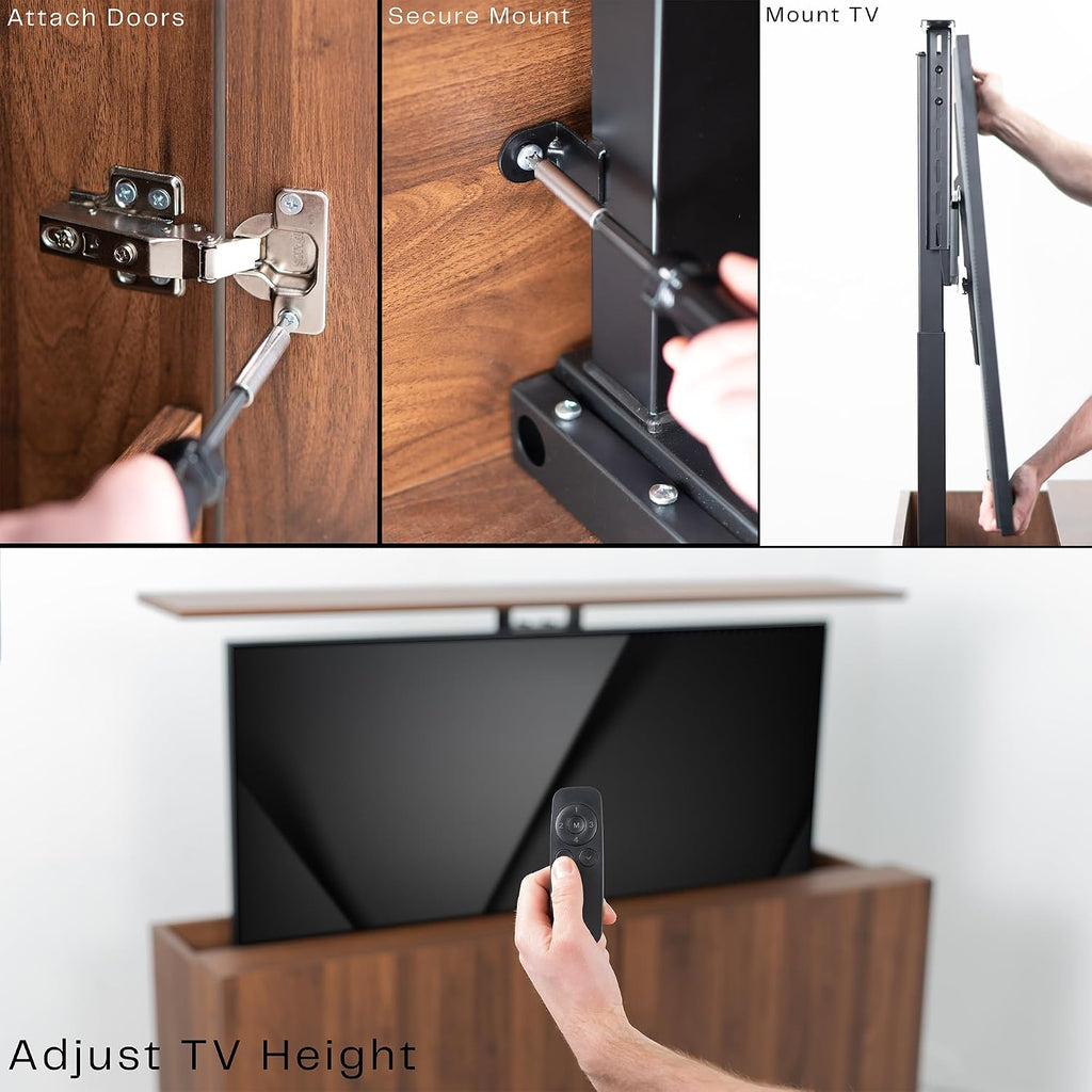 VIVO Walnut TV Cabinet with Motorized Vertical Lift Television Stand, Holds 32 to 55 inch TVs up to 132 lbs, CASE-KIT-EUP1WN