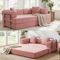 ijuicy 4-in-1 King Convertible Floor Sofa Bed w/ 2 Pillow,Modular Sleeper Sofa/Folding Futon Couch Bed w/Cylindrical Backrest and Fixed Frame,Lounge Couch,Corduroy Compression Sofas for Home-Pink