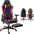 Gaming Chair with Massage and Speakers,Ergonomic Video Gaming Chair with Footrest and Lumbar Support,RGB Racing Gaming Chair, Computer Chair for Adults and Teens, 400lb.,Red