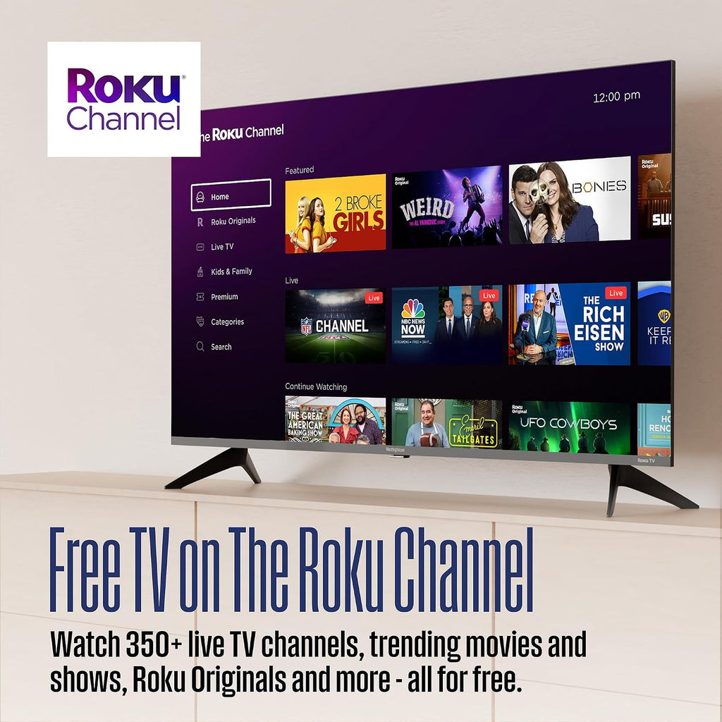 Westinghouse Roku TV - 55 Inch Smart TV, 4K UHD QLED Television w/HDR 10+, Dolby Vision, Wi-Fi & Mobile App Connectivity, Flat Screen Compatible w/Apple HomeKit, Alexa, & Google Assistant