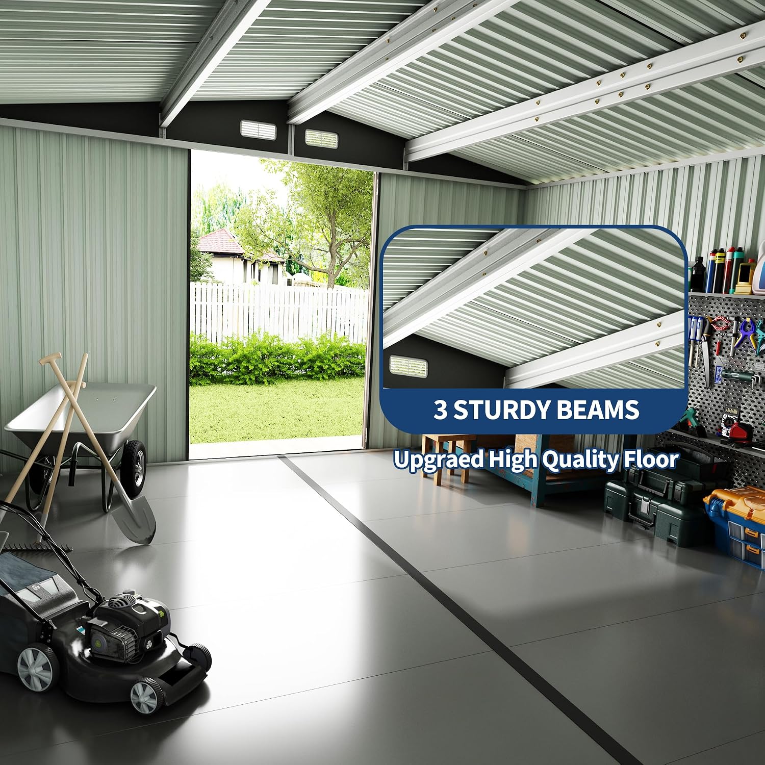 8X10 FT Metal Storage Sheds Outdoor, Metal Yard Sheds Garden Shed Kit, Tool Shed with Lockable Door, Utility Sheds Buildings with Air Vent for Backyard Garden Patio Lawn