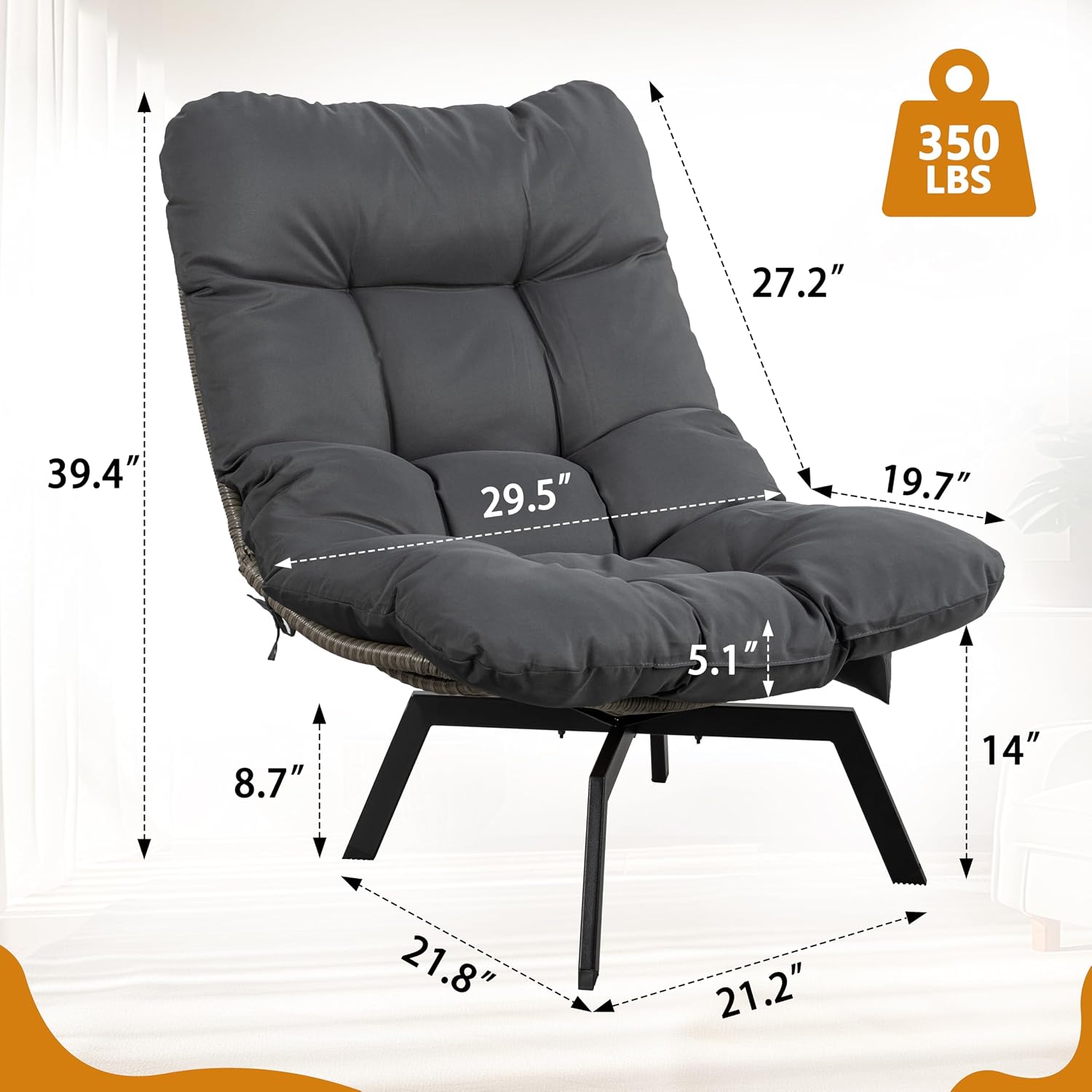 Shintenchi Outdoor Wicker Swivel Chair,Grey Rattan Patio Rotating Chair with Cushion,360° Rotation Patio Lounge Chairs for Living Room Bedroom Backyard Balcony(Grey Cushion)