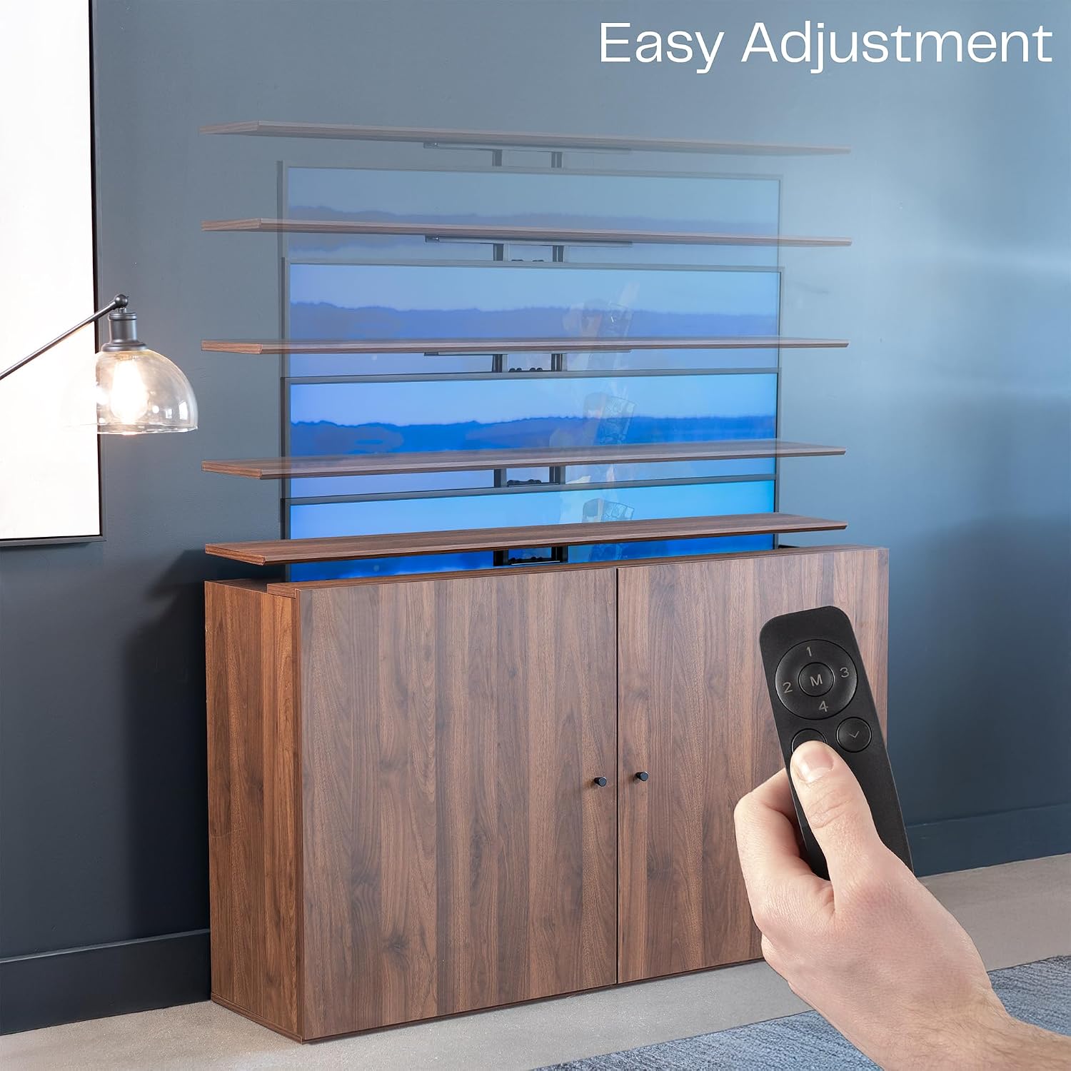 VIVO Walnut TV Cabinet with Motorized Vertical Lift Television Stand, Holds 32 to 55 inch TVs up to 132 lbs, CASE-KIT-EUP1WN