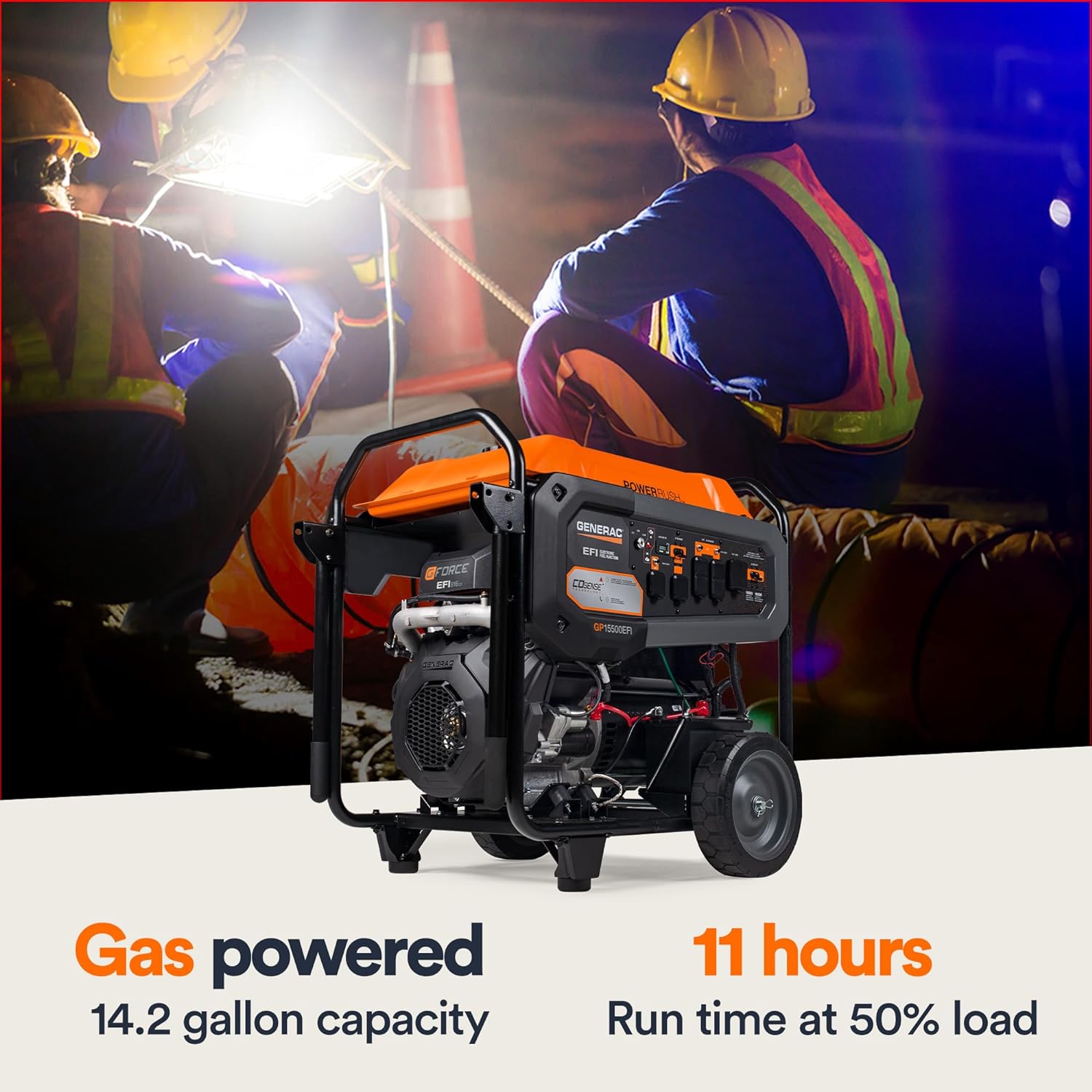 Generac 19,300 Starting Watt Portable Gas Generator - Electric Start - Home Backup or RV Ready - Heavy Duty Frame - Quiet, Long Runtime, Emergency Power - 49-State Compliant