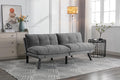 Convertible Futon Sofa Bed for Small Spaces, Modern Multi-Functional Sleeper with Adjustable Backrest, Tufted Brown Fabric Couch for Living Room, Apartment, Dorm (Light Grey)