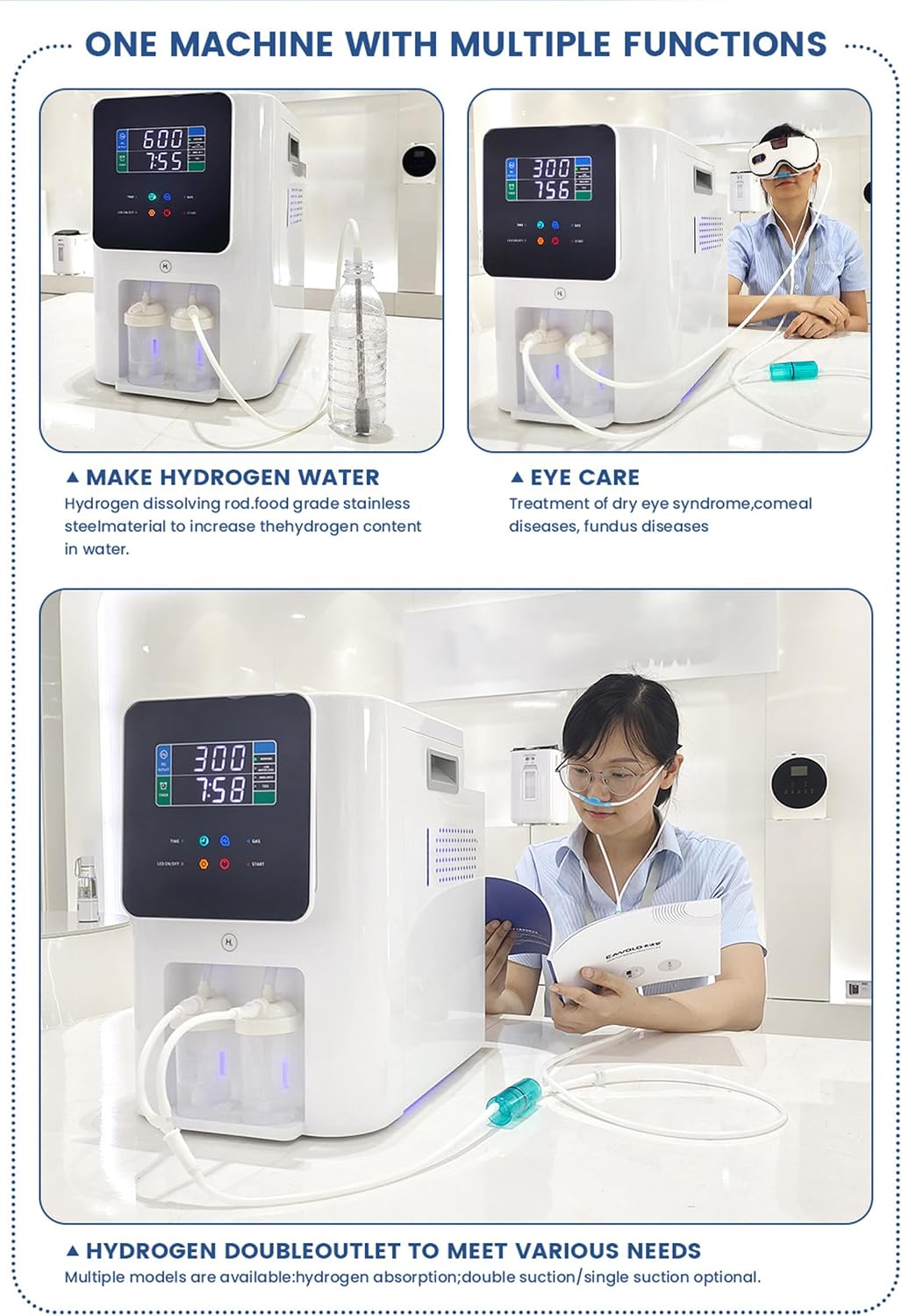 Molecular Hydrogen Inhalation Machine 99.99% High Purity Home Usage Brown Gas Generator SPE PEM Technology, 8 Hours Timer 900ml/min