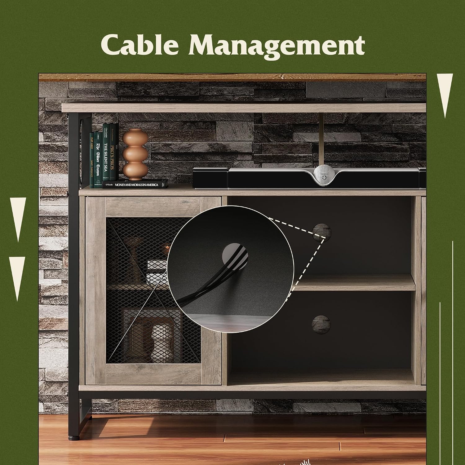 WLIVE TV Stand 55 inch TV, Tall Entertainment Center and Industrial TV Console Cabinet with Storage for Bedroom Living Room, Greige