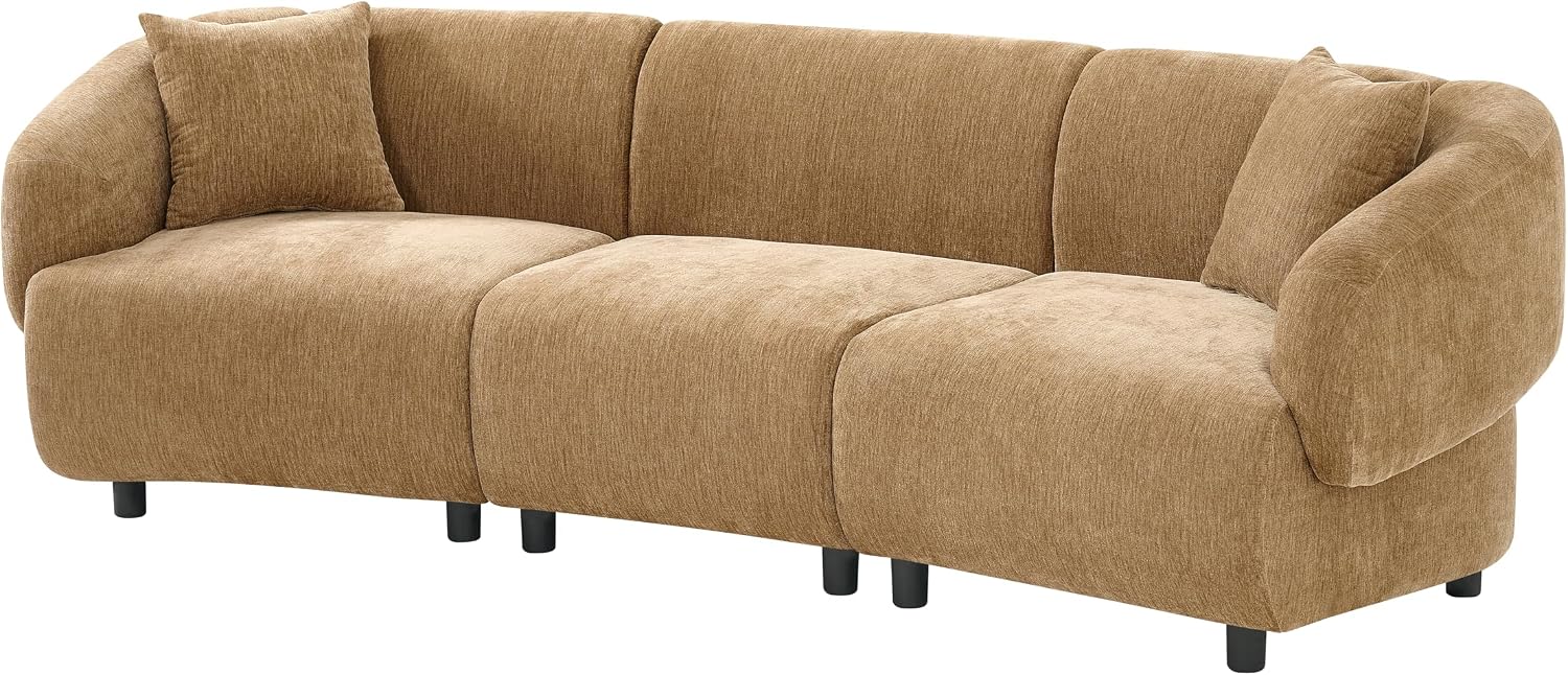 Christopher Knight Home Obito Boucle Upholstered 3-Seater Sofa, Modern Home Sofa Living Room, Wooden Large Upholstered Sofa Couch for Apartment/Home Office, Light Brown/Mocha