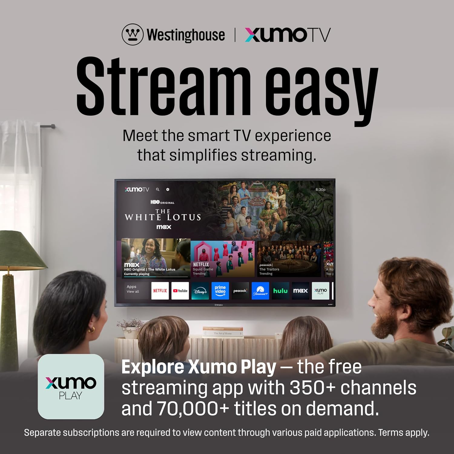 Westinghouse 32-inch Smart TV, HD Xumo TV with Voice Remote, Flat Screen Television w/Dolby Atmos, Bluetooth, Apple AirPlay, Wi-Fi & Mobile Connectivity