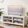 Gyger Modern TV Stand for 65 inch TV, White Wood TV Cabinet with 4 Open Storage Shelves, Fits 50-65 Inch TVs, 55 Inches W x 15 Inches D x 22.8 Inches H