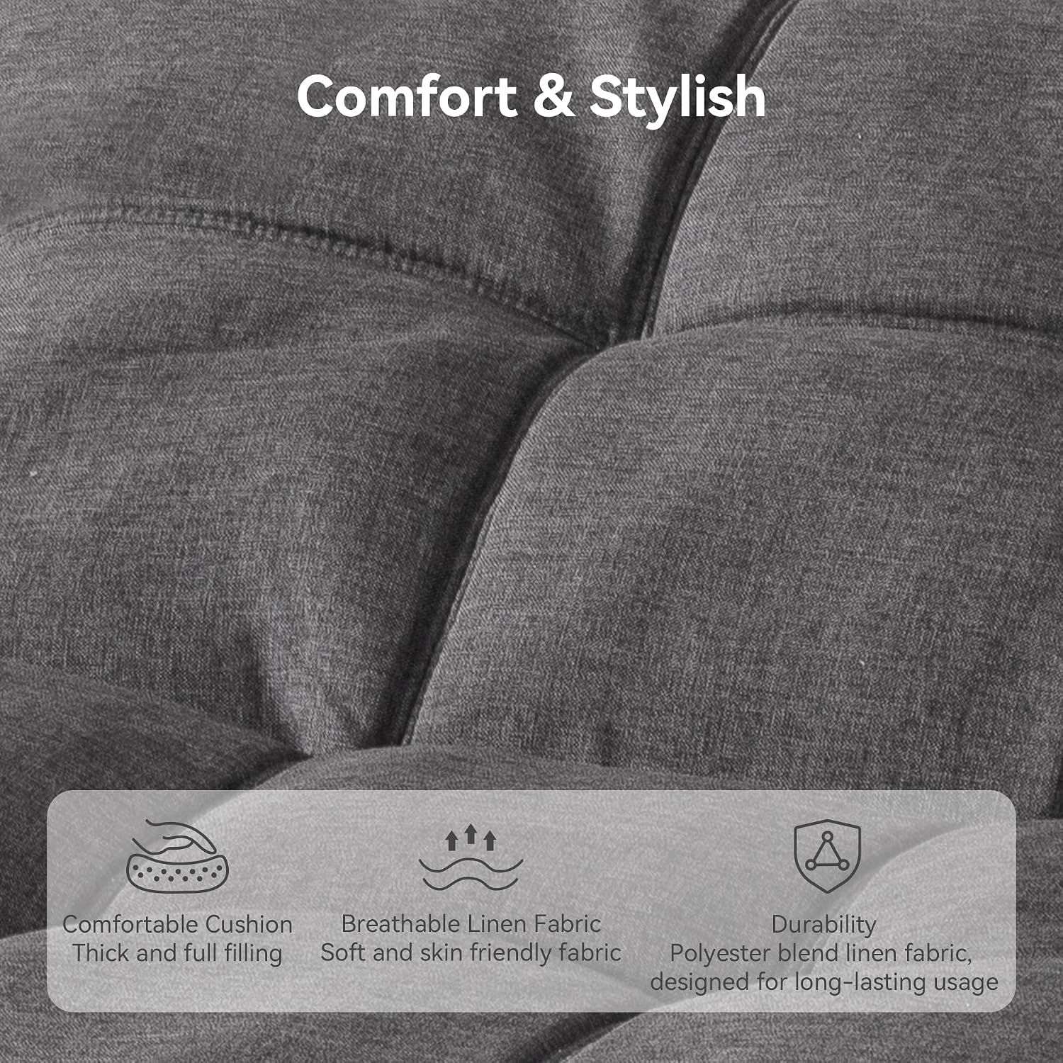 Convertible Futon Sofa Bed,71' Modern Fabric Futon Couch with Adjustable Backrest&Armrest,Small Loveseat Sleeper Sofa,Dorm Futonsofa for Apartment,Living Room,Detachable Cushions,Fog Grey