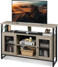 WLIVE TV Stand 55 inch TV, Tall Entertainment Center and Industrial TV Console Cabinet with Storage for Bedroom Living Room, Greige