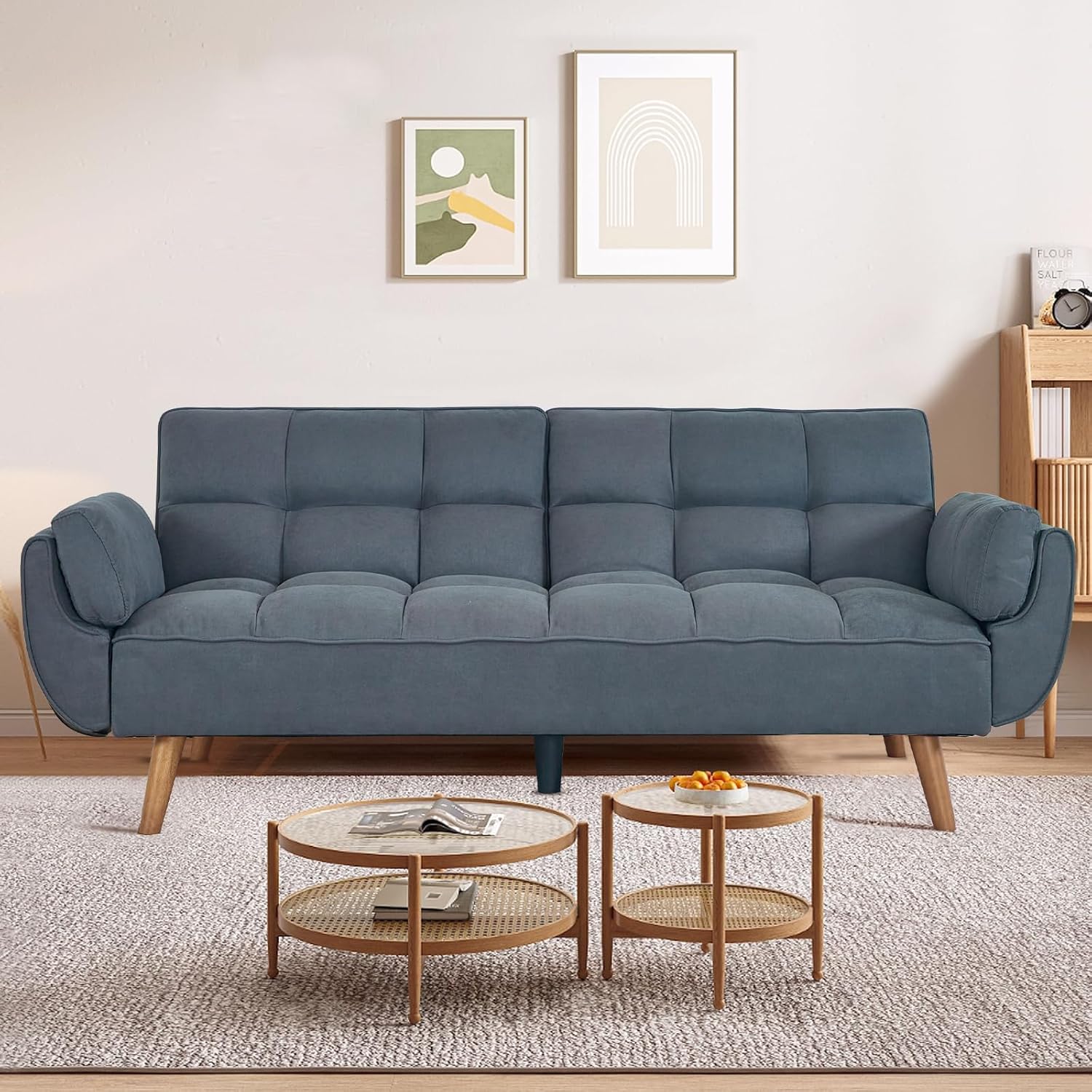 Convertible futon Sofa Bed, Sleeper Sofa Bed with Adjustable backrest, Small Space Small Sofa, Living Room, Bedroom (Dark Gray)