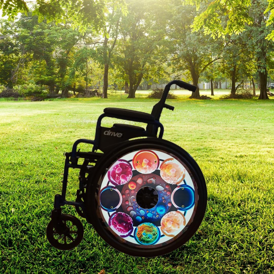 Wheelchair Wheel Covers Designer Cover for Wheelchair Wheels, Enhances Aesthetics, Easy Install/Remove, Lightweight, New Matt Finish (Lunar Legends)