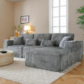 108' Boneless Couches for Living Room, L Shaped Comfy Cloud Modular Sectional Memory Foam Deep Seat Boneless Couch, No Assembly Required Sofa for Living Room with Right Facing Chaise, Dark Grey